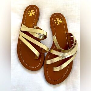 Tory Burch Gold Sandals - Strappy Sandals